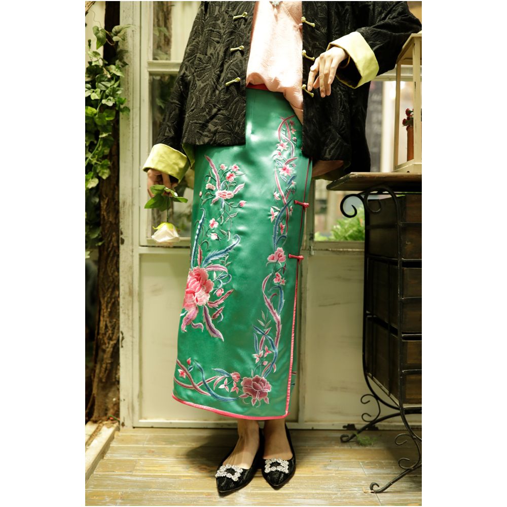 Town Store Baby JCL922 Heavy Industry Embroidery Color Contrasting Young New Chinese Half body Bag Hip Skirt for Four Seasons Women in Spring Summer Autumn Winter image 86