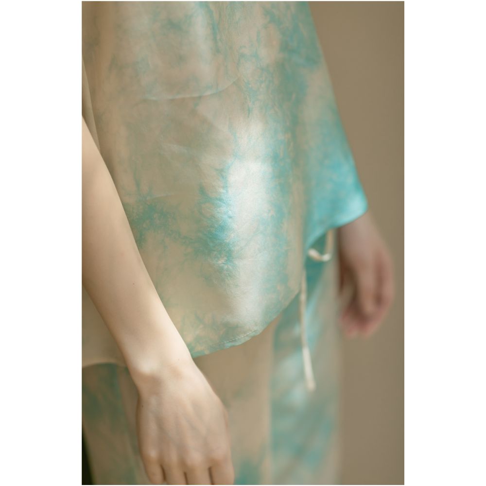 SAKINAWANG 2021SS Summer Original Design Silk Tie Dyeing Neck Strap Open Back Top Color image 2