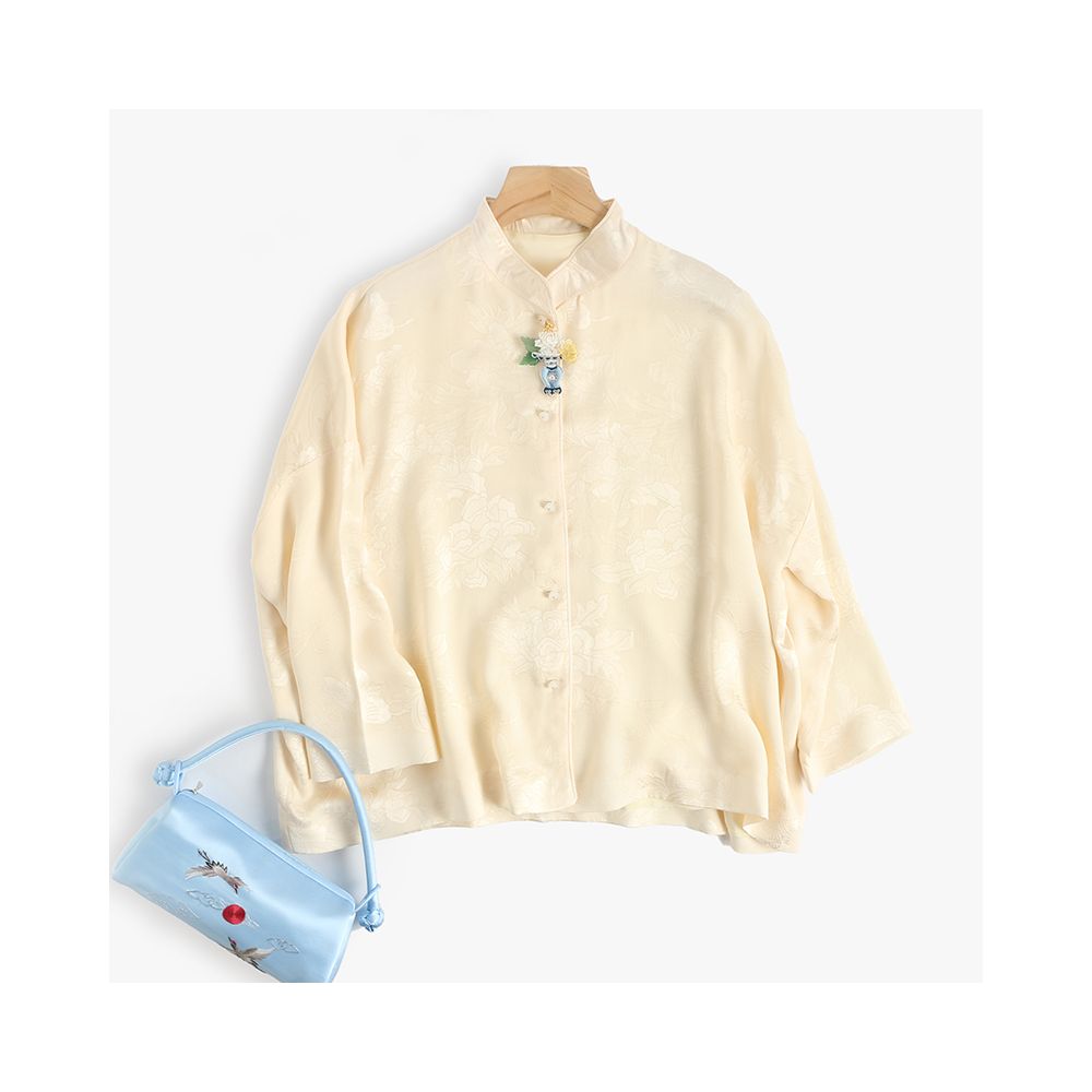 Shop treasure CPP955 fashionable Chinese silk flower Luo double breasted shower head jade button top spring and autumn jacket image 81