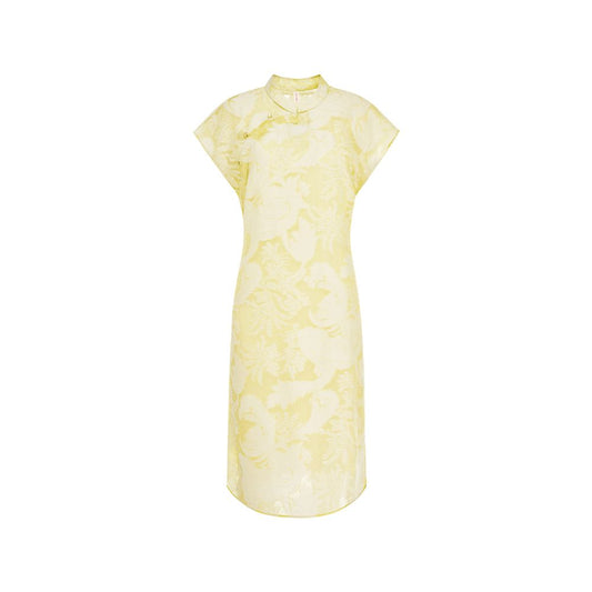 ASAYA4874 – Golden Bloom Jacquard Qipao ✨🌼