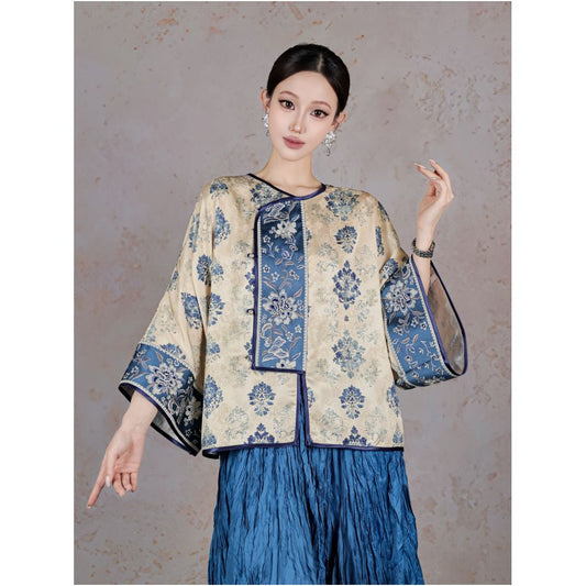 #ASAYA4915 – Blue Peony Brocade Jacket 🌸💙