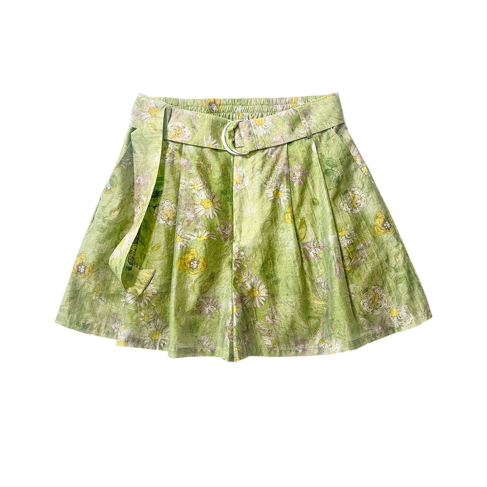 OPOF Tencel shirt women s loose shorts suit oil painting print lace up slim design 2024 spring and summer new products image 14