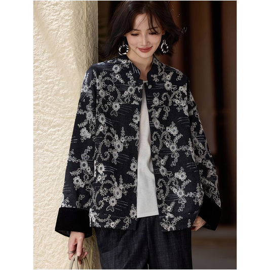 ASAYA5075 – Noir Blossom Embroidered Jacket 🖤🌸