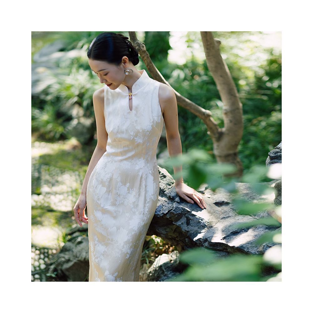 Dear Mudan New Chinese Qipao engagement dress daily wearable long skirt white high end elegant sleeveless morning gown image 0