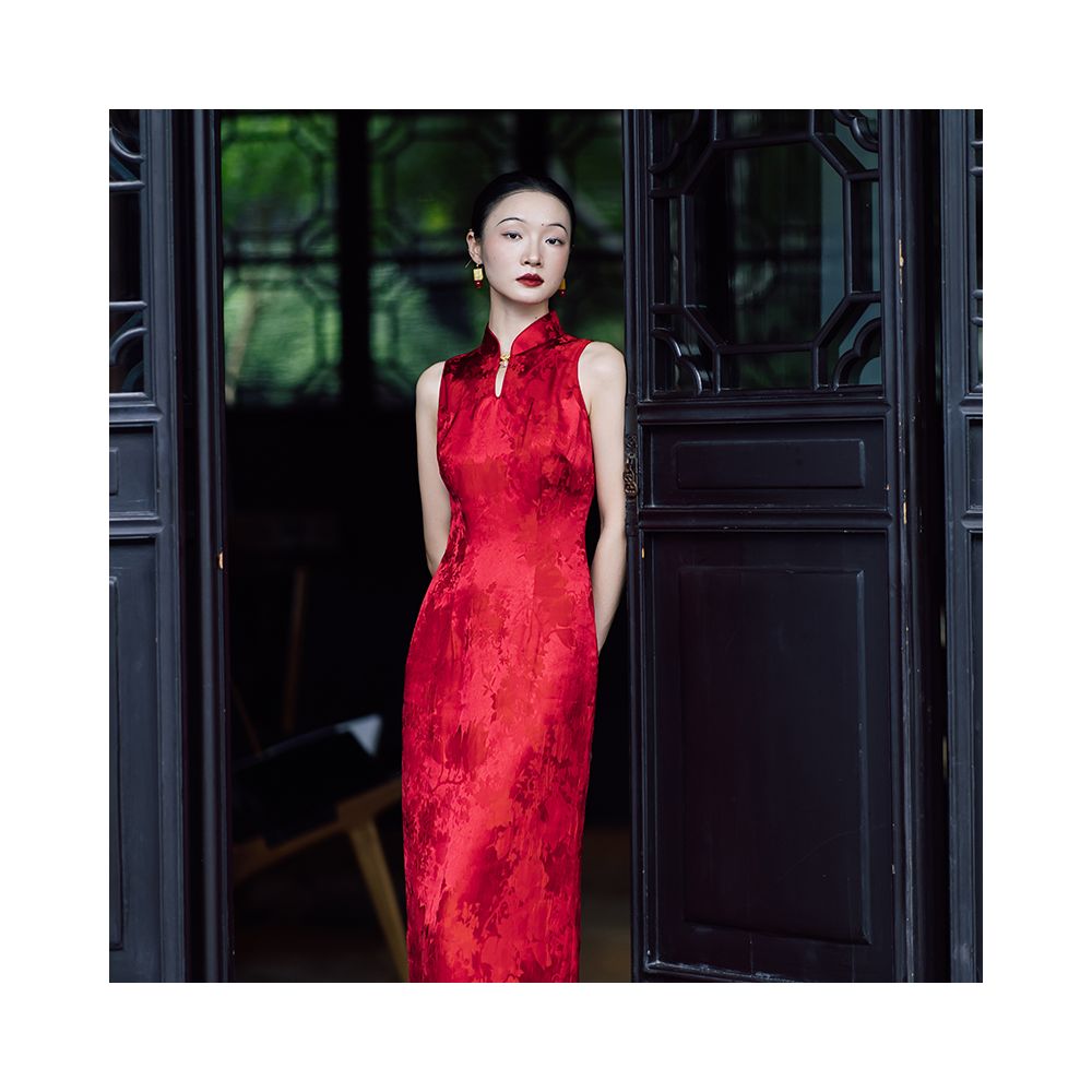 Dear Mudan New Chinese Qipao engagement dress daily wearable long skirt white high end elegant sleeveless morning gown image 11