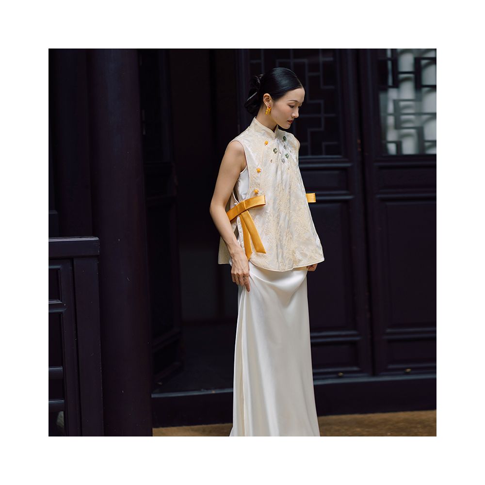 Dear Peony Bride Chinese style Morning Robe High end Toasting Dress Cheongsam Set Engagement Banquet Dress Long Skirt image 0