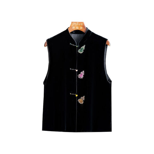 ASAYA5088 – Butterfly Noir Velvet Vest 🦋🖤
