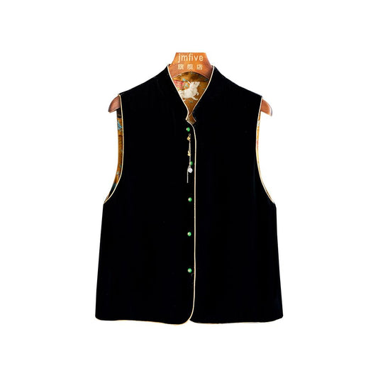 ASAYA5089 – Jade Harmony Velvet Vest 🐉🖤