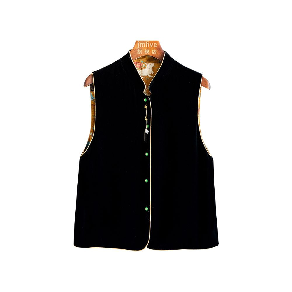 ASAYA5089 – Jade Harmony Velvet Vest 🐉🖤
