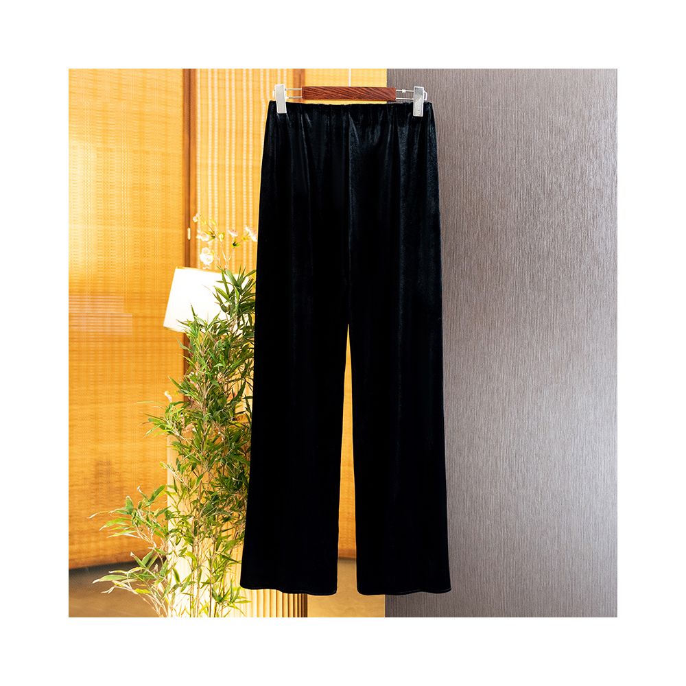 New Chinese style versatile commuting casual simple velvet long pants for women 2025 autumn new fashion retro wide leg pants for women image 2