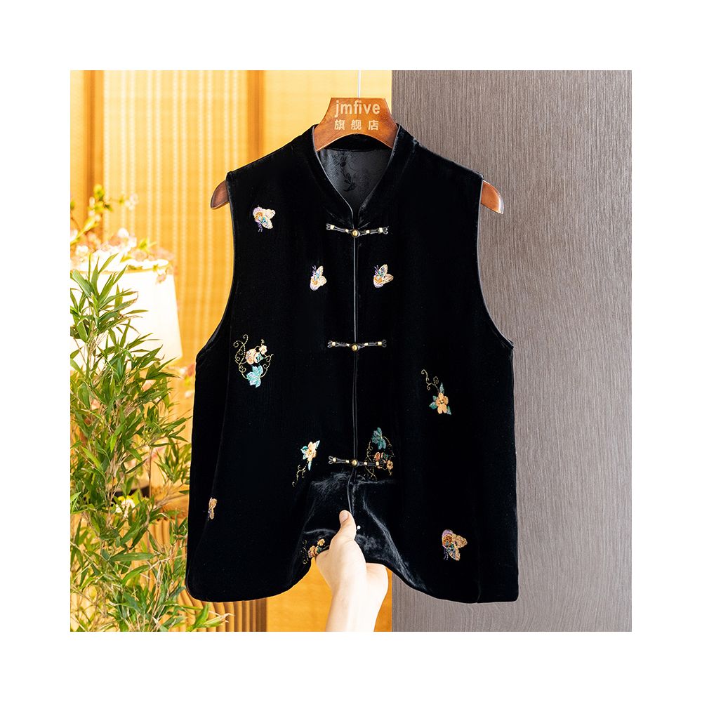 New Chinese Style Silk Velvet Fashionable and Versatile Temperament Suit 2025 Autumn New Arrival Retro Elegant Vest and Skirt image 2