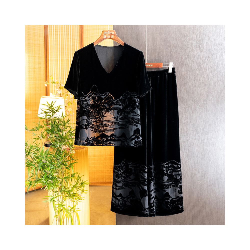 New Chinese style silk velvet elegant and fashionable casual pants for summer 2025 new products of mulberry silk high waist slimming wide leg pants image 3