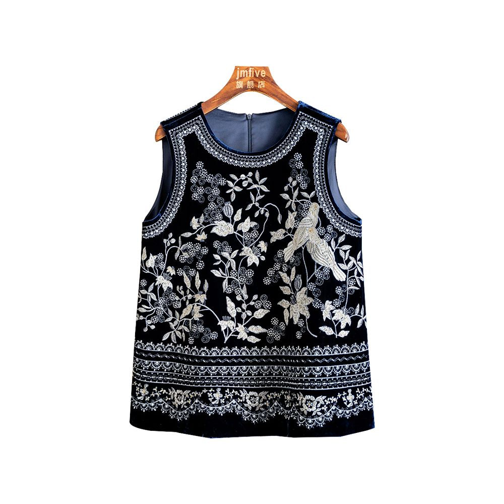 New Chinese Style Silk Velvet Heavy Embroidery Vest for Women Autumn 2025 New Arrival Mulberry Silk Chinese Style Vest for Women image 9