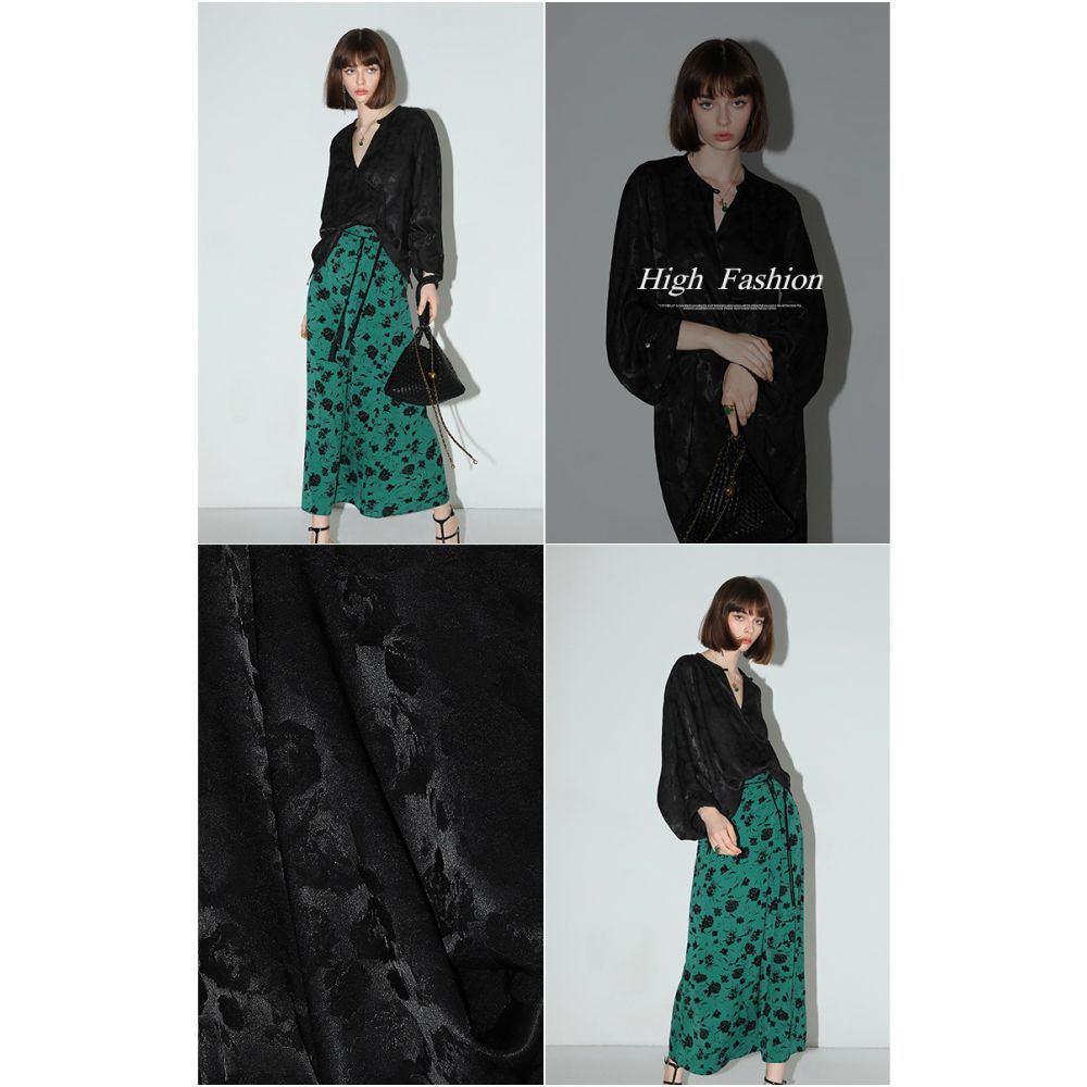 COCOBELLA New Chinese Style Jacquard Satin Shirt for Women Early Autumn Off Front Button Down Top SR3061B 4 image 4