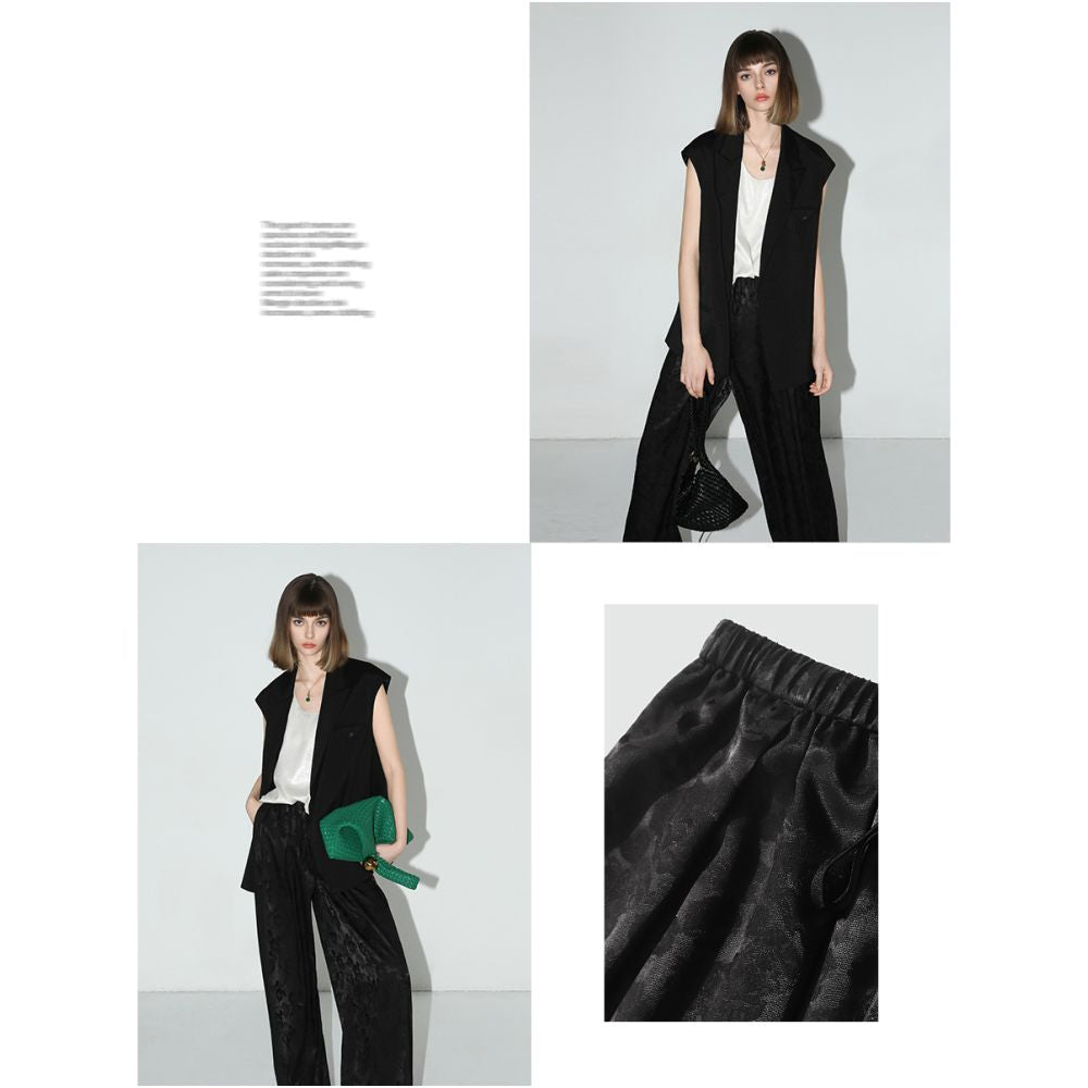 COCOBELLA new Chinese style fog jacquard satin wide leg pants Chinese style women s early autumn hanging straight leg pants PA0018 image 2