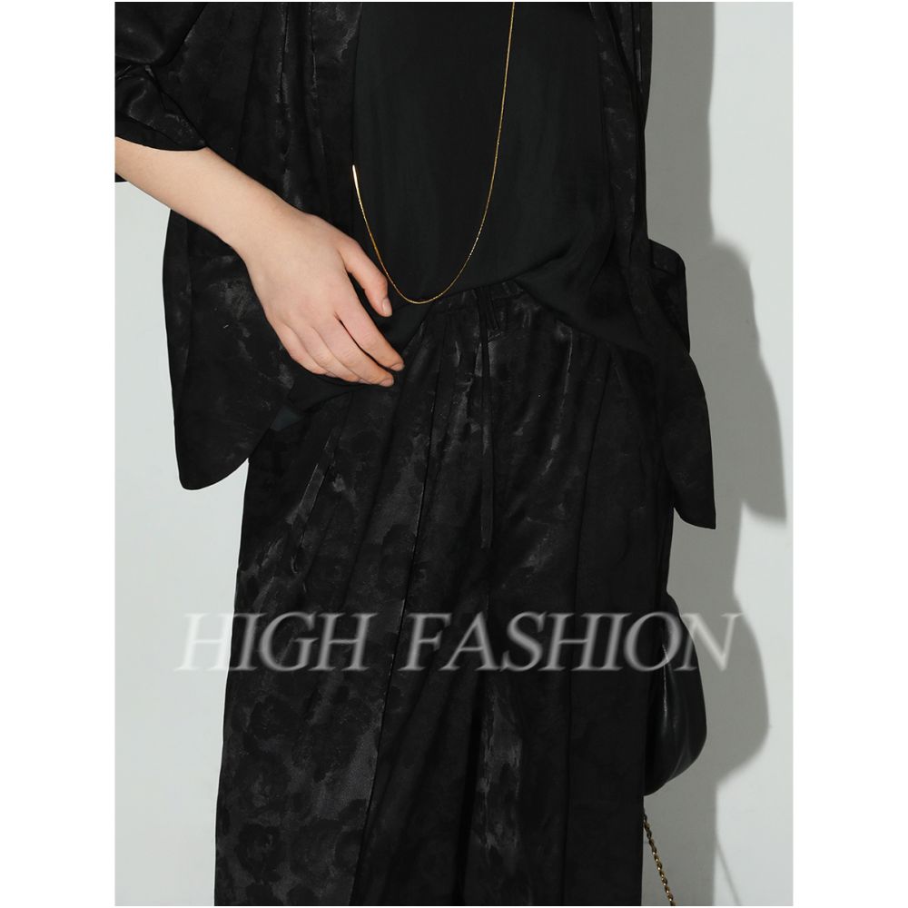 COCOBELLA new Chinese style fog jacquard satin wide leg pants Chinese style women s early autumn hanging straight leg pants PA0018 image 4