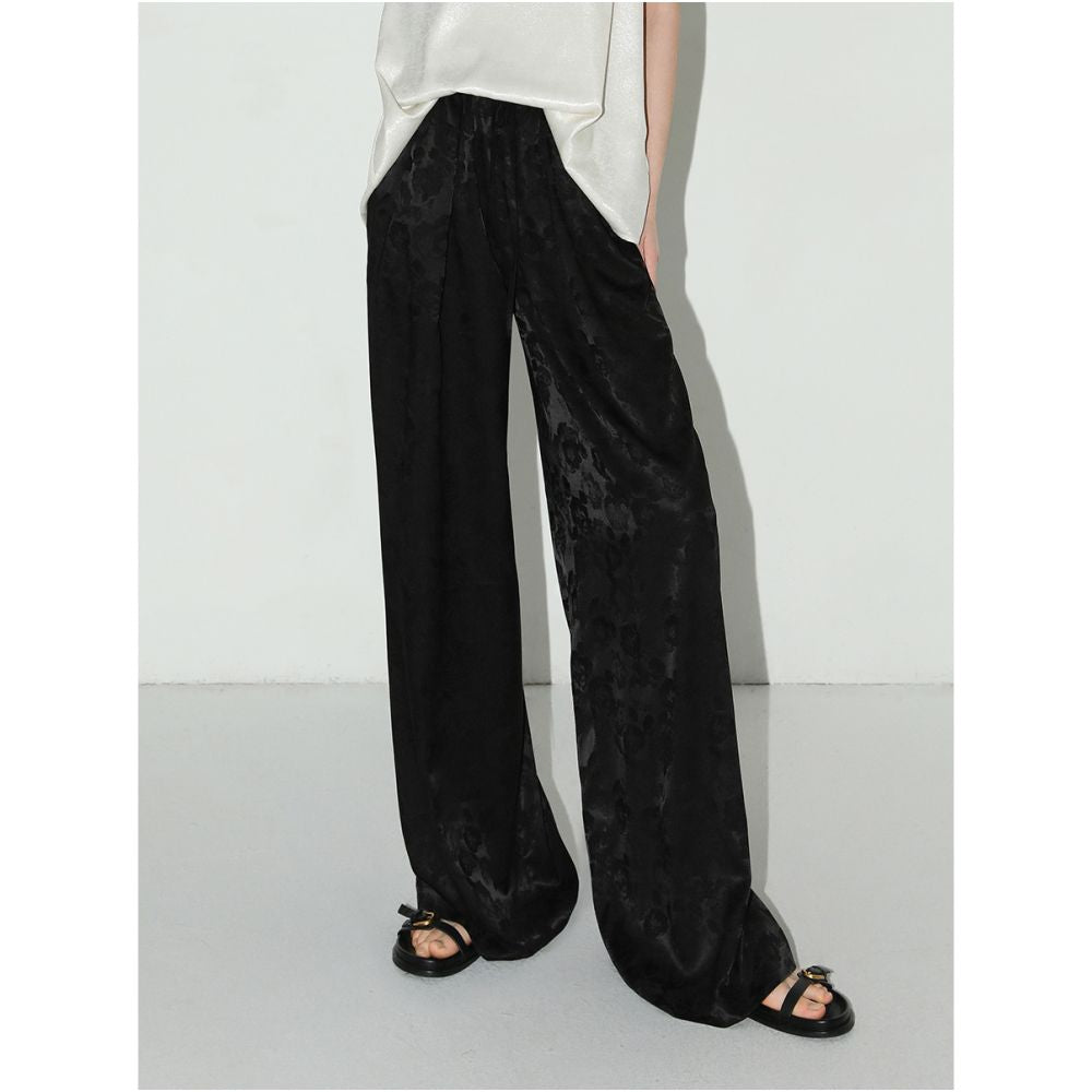 COCOBELLA new Chinese style fog jacquard satin wide leg pants Chinese style women s early autumn hanging straight leg pants PA0018 image 11