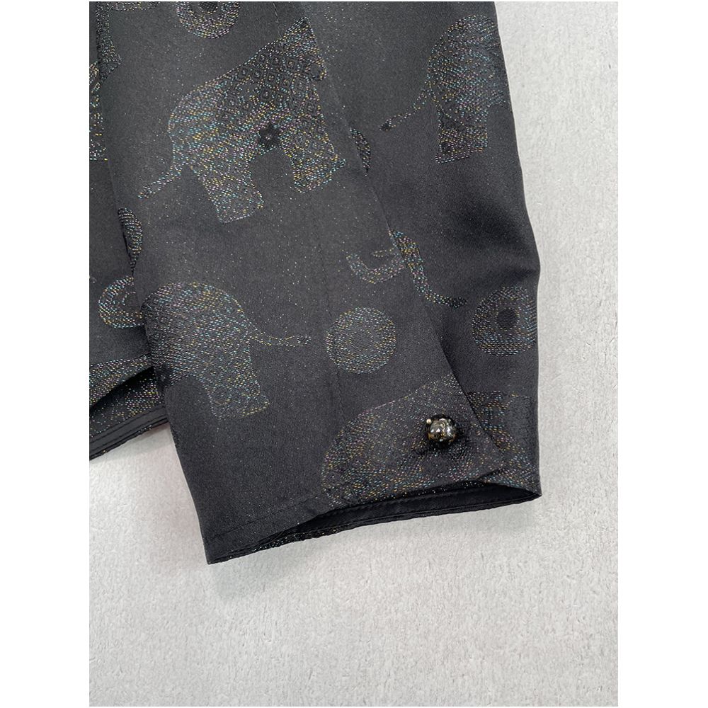 Colorful Blessing Elephant Pearl Mother of Pearl Rainbow Fine Sparkle Chinese Style Slant Collar Round Neck Shirt New Chinese Tang Style Autumn Women s Top image 7