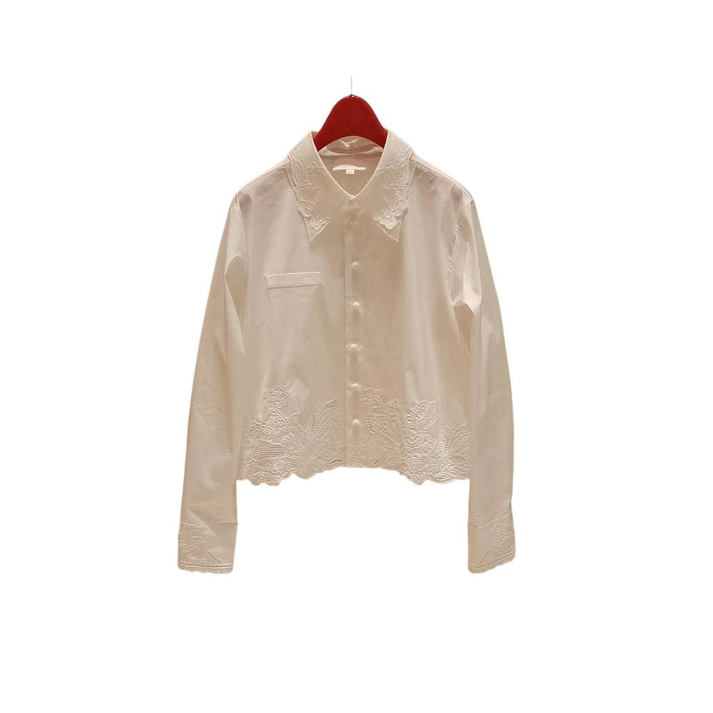 White embroidered shirt for women perfect for summer with a unique and stylish design A chic and sophisticated piece image 5