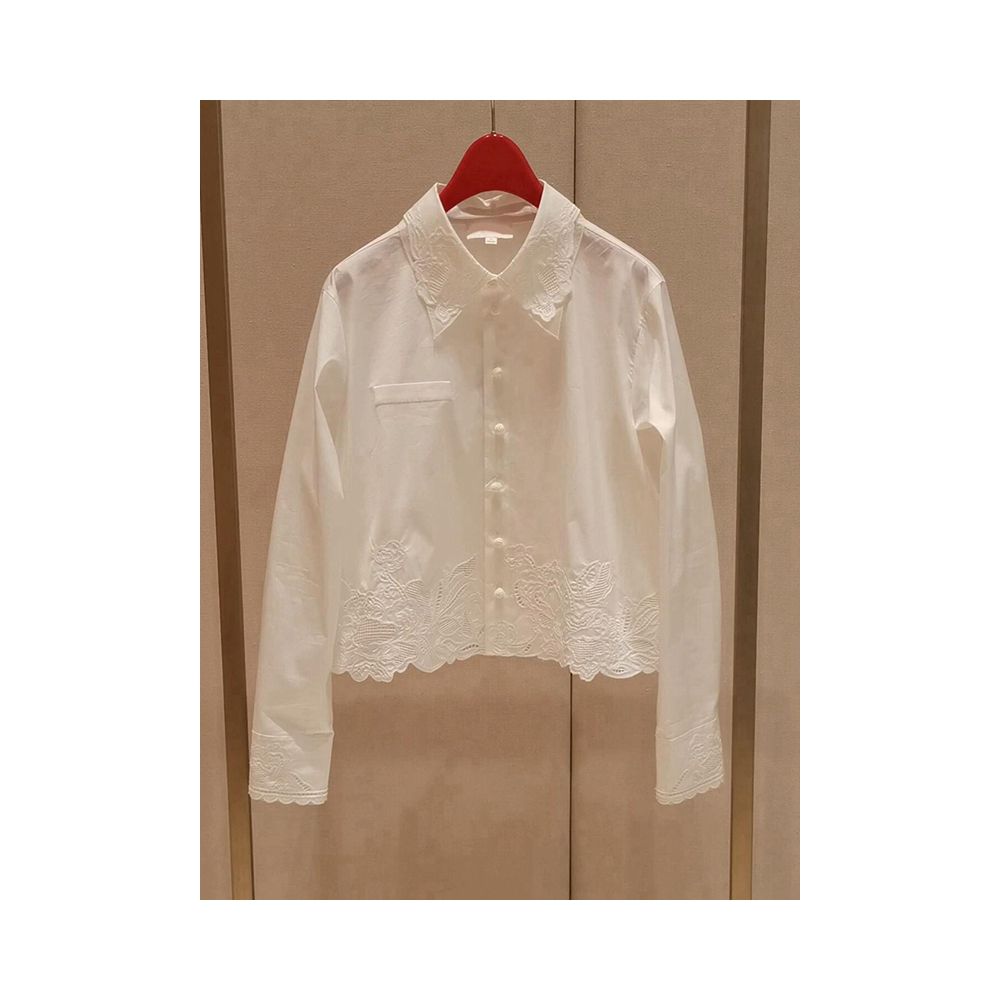 White embroidered shirt for women perfect for summer with a unique and stylish design A chic and sophisticated piece image 8