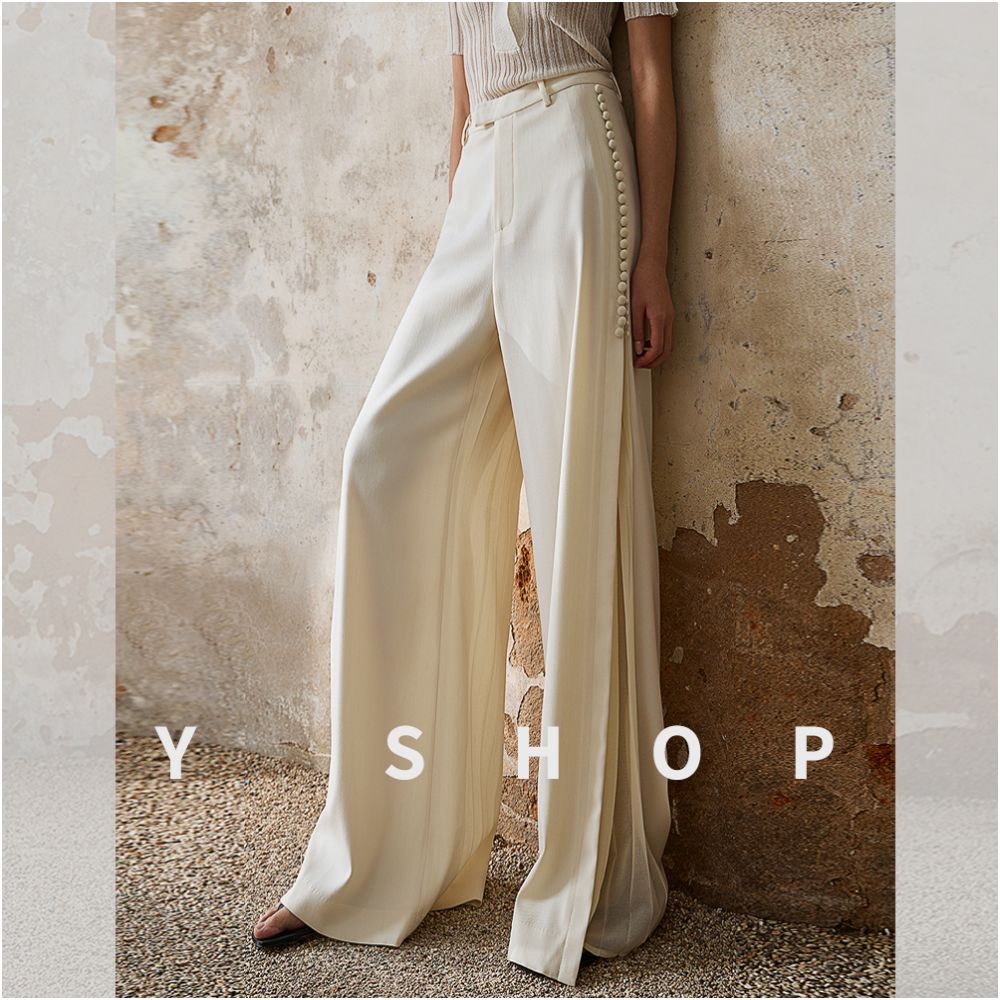 Wei Pu ShiRen s highly recommended light luxury vinegar splicing pleated elegant temperament wide leg pants for women s personality trend image 4