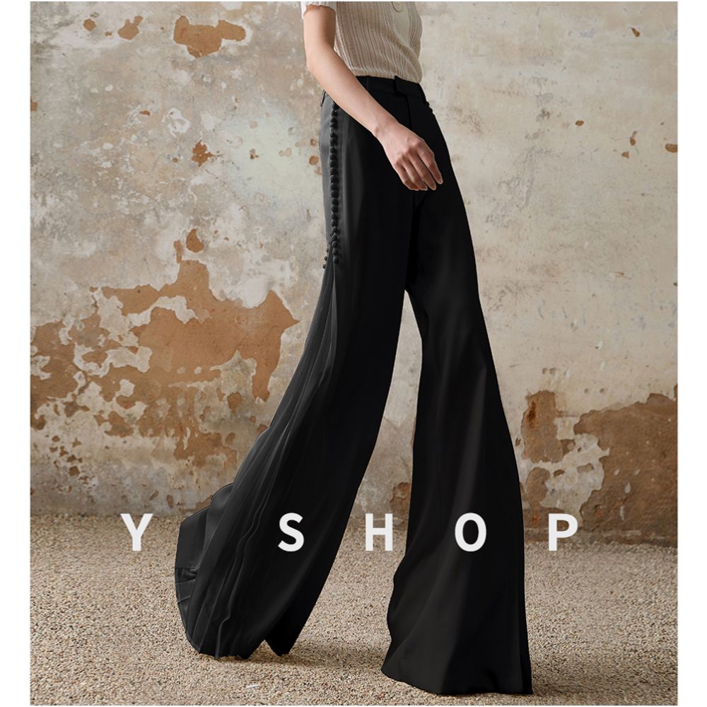Wei Pu ShiRen s highly recommended light luxury vinegar splicing pleated elegant temperament wide leg pants for women s personality trend image 8