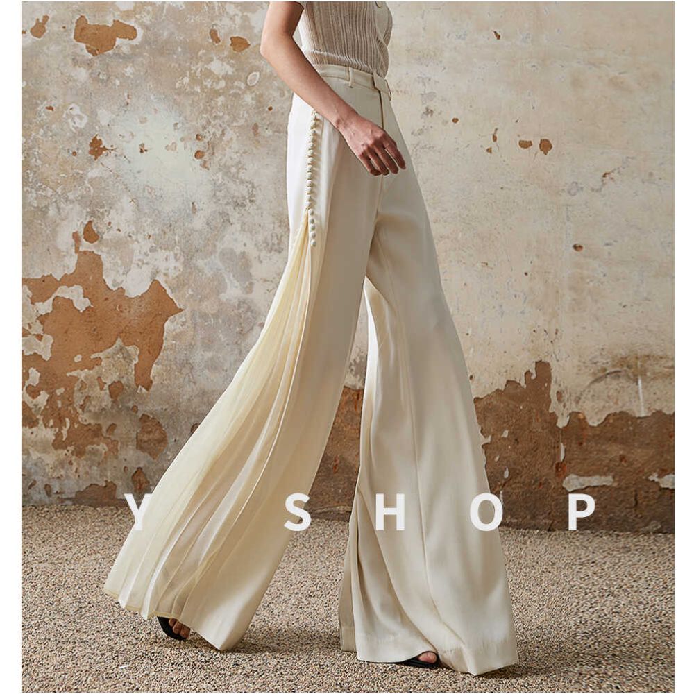 Wei Pu ShiRen s highly recommended light luxury vinegar splicing pleated elegant temperament wide leg pants for women s personality trend image 10