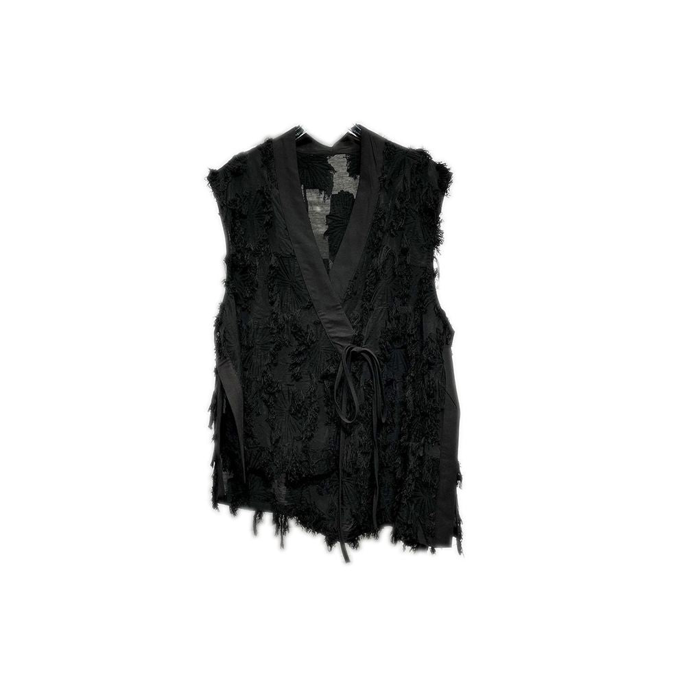 Fashionable design tie V neck jacquard thin transparent vest women s 2023 summer new high end niche mid length top image 5