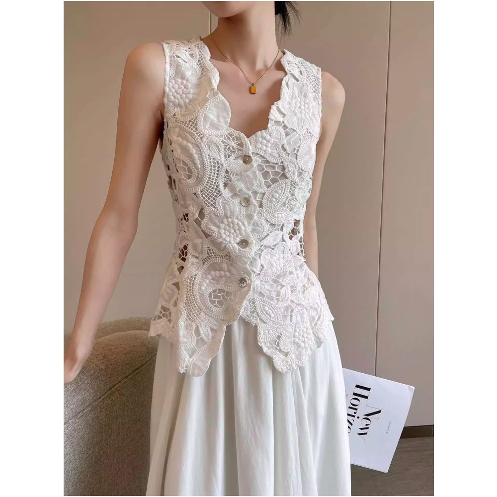 ASAYA5149 – Florence Lace Sculpted Vest 🤍🌿