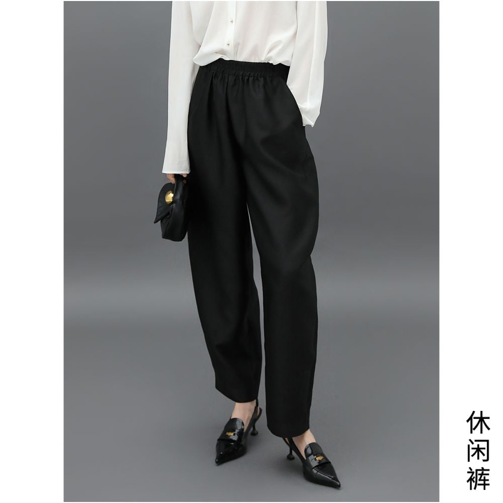 3 items for 50 off COCOBELLA Women s Black Work Trousers Silky Texture Loose Fit Cigarette Pants PA547 image 6