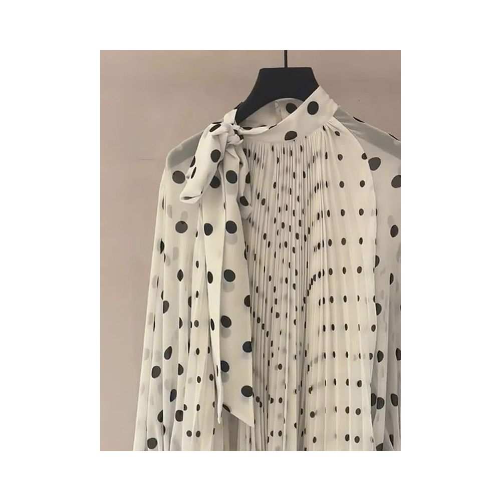 Retro versatile chic chic top gentle style age reduction 2025 autumn new style fashionable polka dot Western style chiffon shirt image 3