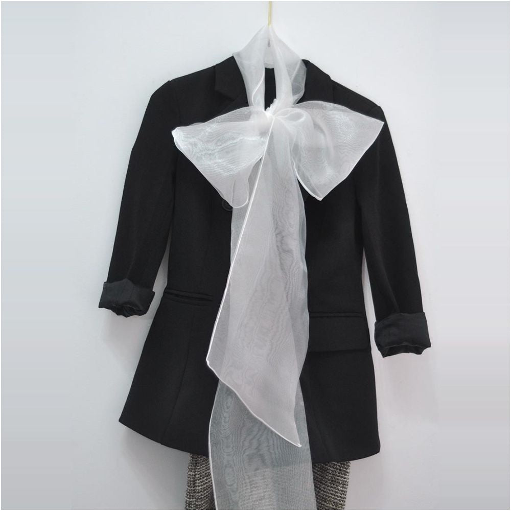 Sweet organza bow shaped decorative long scarf 2025 new internet celebrity temperament style 3 meter bow ribbon image 4