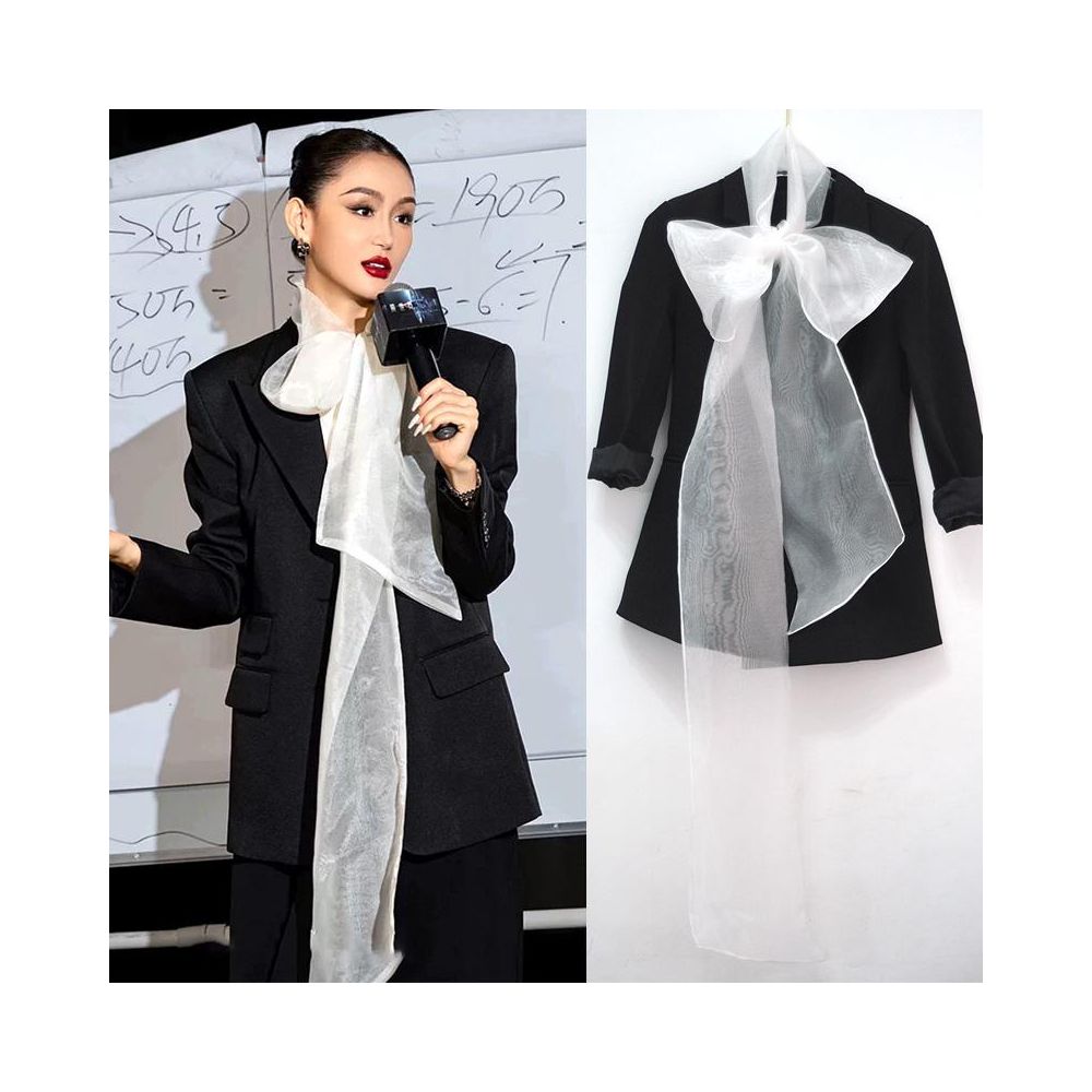 Sweet organza bow shaped decorative long scarf 2025 new internet celebrity temperament style 3 meter bow ribbon image 6