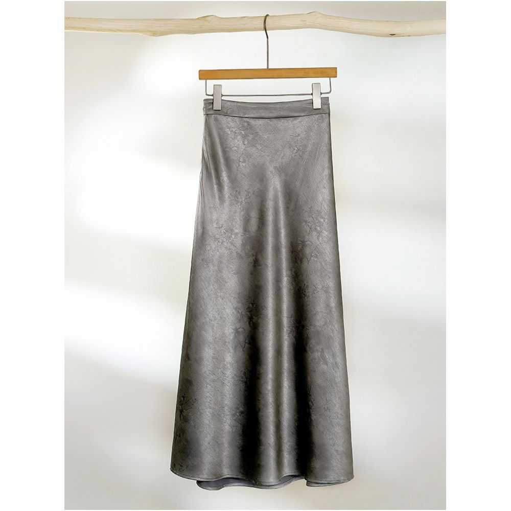 ASAYA5161 – Mocha Satin Jacquard Skirt ☕️✨