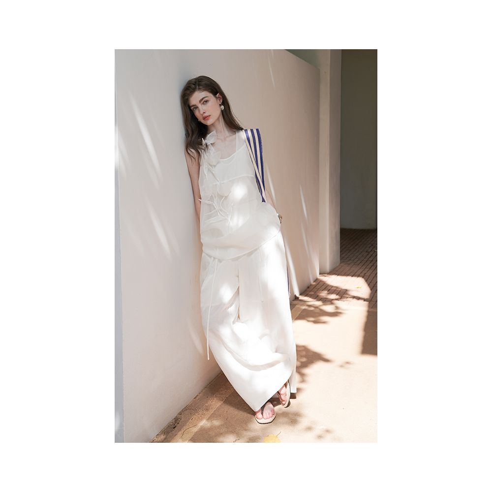 Miorastudio French retro old money style wide leg pants with a sense of drape floor length pants suit casual pants image 2