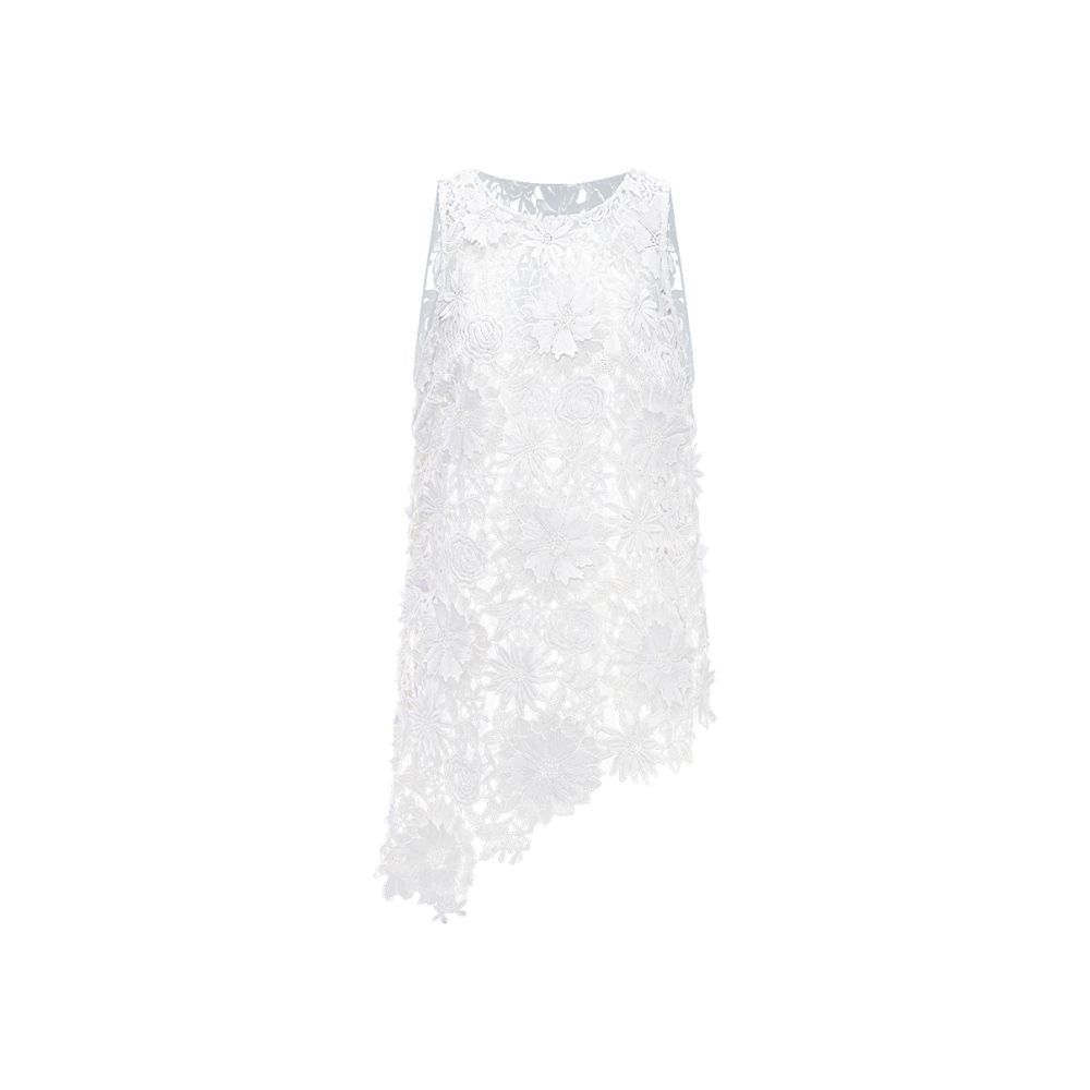 miorastudio Summer Capsule Collection French Crochet Heavy Ink White 3D Floral Lace Irregular Top image 6