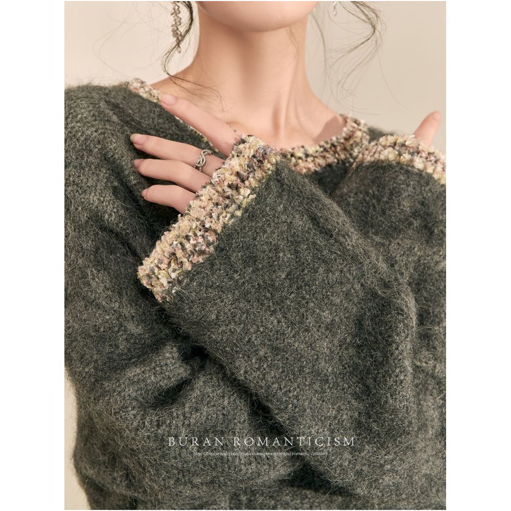 2025 Spring Grey Sweater Women s Autumn Winter Hoodie French Retro Gentle Lazy Style High End Feeling Super Beautiful Knitted Sweater image 0