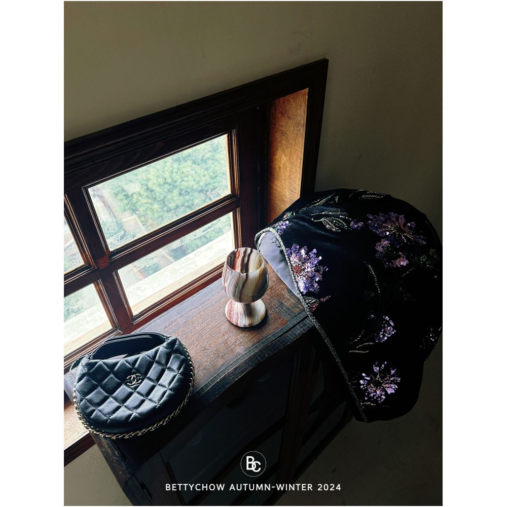 Bettychow New Chinese Style Purple Embroidered Beads Black Velvet New Year Cotton Clothes Fashionable New Year Coat image 1