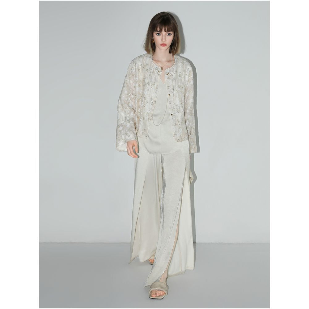 3 pieces of COCOBELLA new Chinese style three dimensional embroidery jacquard suit with Chinese style buckle jacket SC7009 50 off image 3