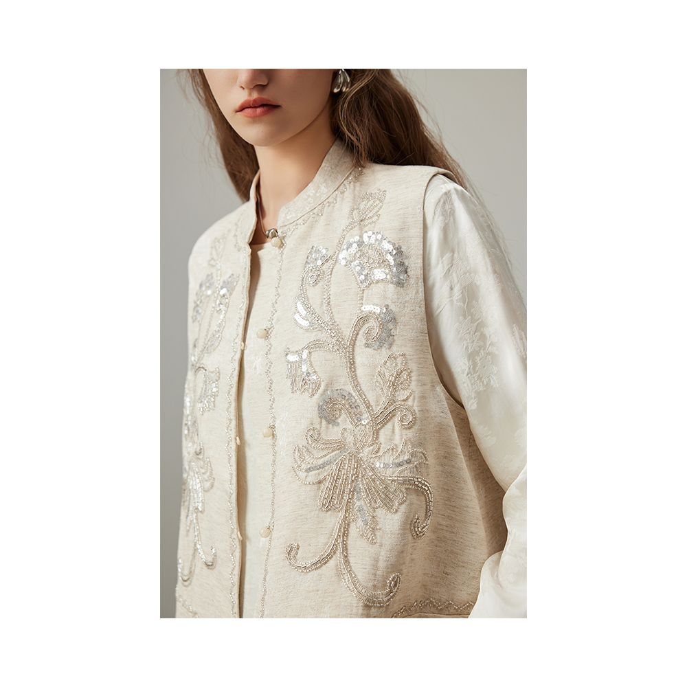 DFVC linen new Chinese style vest for women autumn 2025 new embroidered short vest jacket image 16