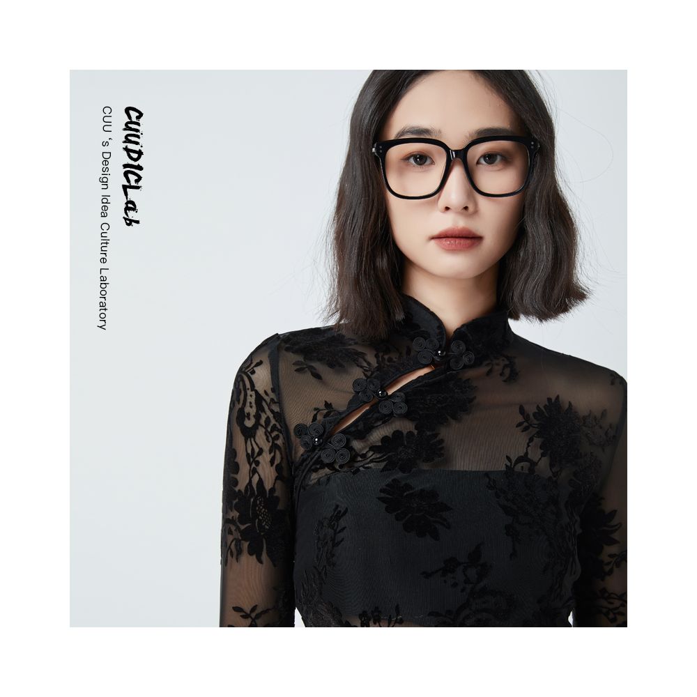 In Stock CUUDICLAB New Chinese Style Improved Cheongsam Top with Tie Dye High Quality Flocked Lace Blouse image 1