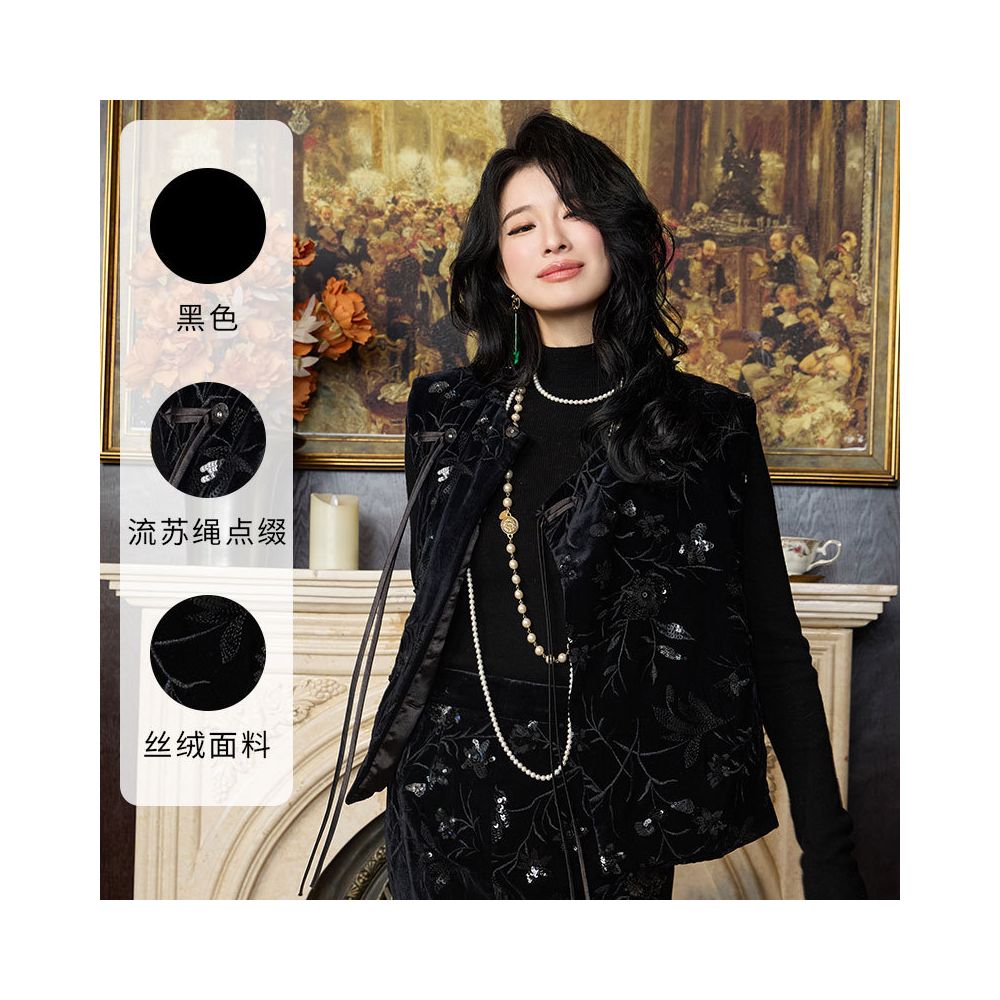 HSSNFZ New Chinese Style Velvet Vest Spring 2025 New Arrival Heavy Embroidery High End Feel Versatile image 9