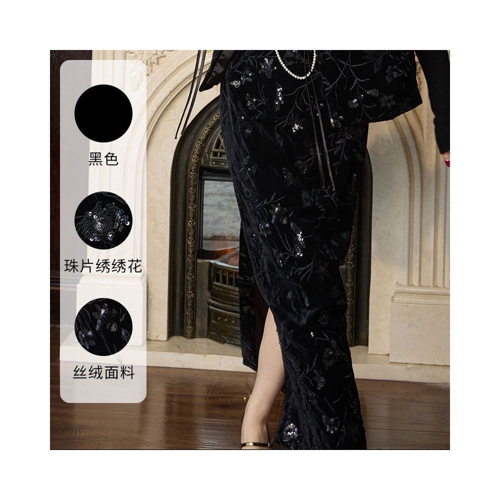 ASAYA5191 – Velvet Nocturne Embroidered Set 🌙✨