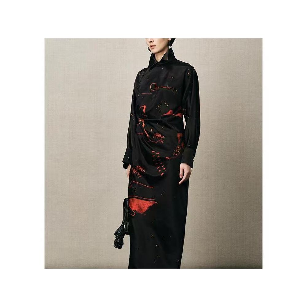 ZCY 2025 Winter New Oblique Front Flower Draft Dress image 2