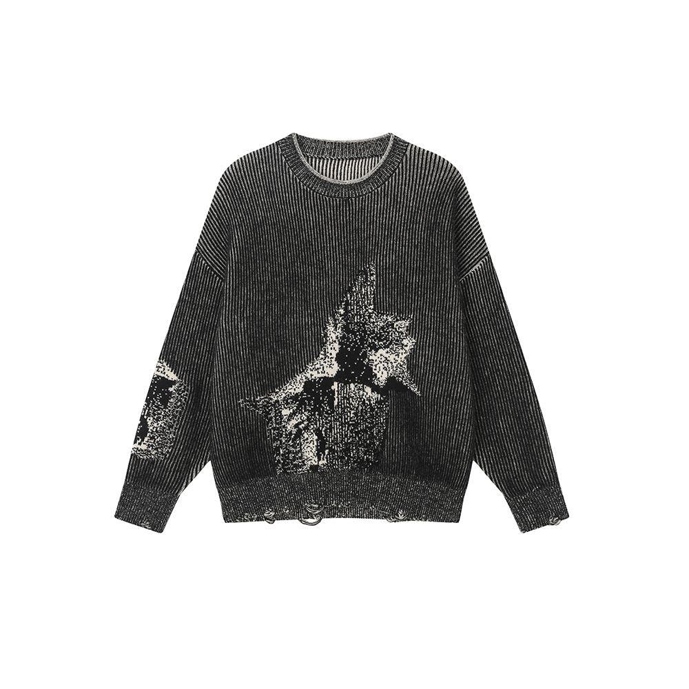 JfYanYan diffuse fairy fish pullover sweater lazy style women s autumn and winter striped knit sweater loose top image 6