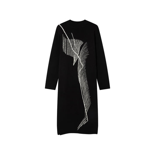 ASAYA5222 – Graphite Flow Knit Maxi Dress 🖤✨