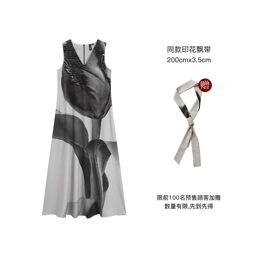 The Middle Ink Printed Shirt Half Skirt Set Medium Long Women s Summer Loose Two Piece Set with Ruffle Edges image 10