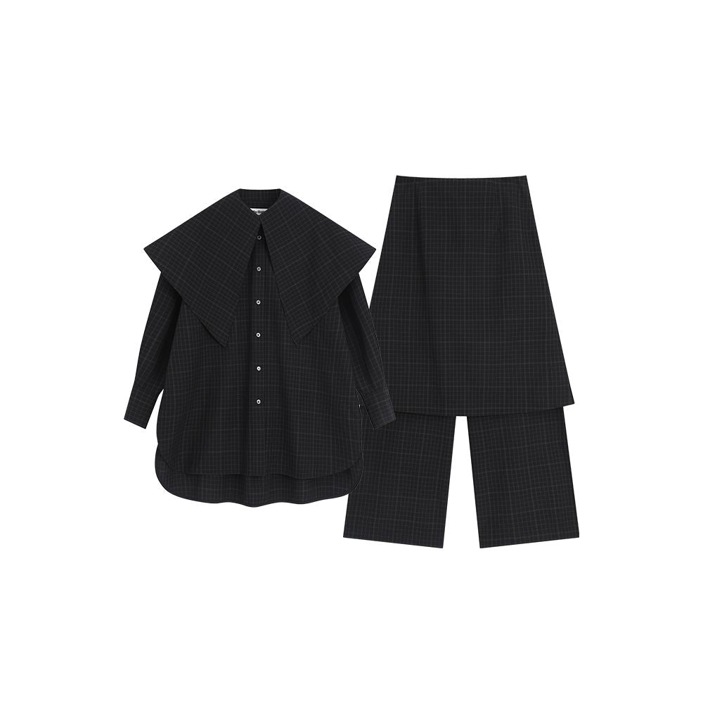 The Middle Notebook plaid Scarf Shirt plaid Pants Skirt Women s Set 2025 Autumn New Product image 5