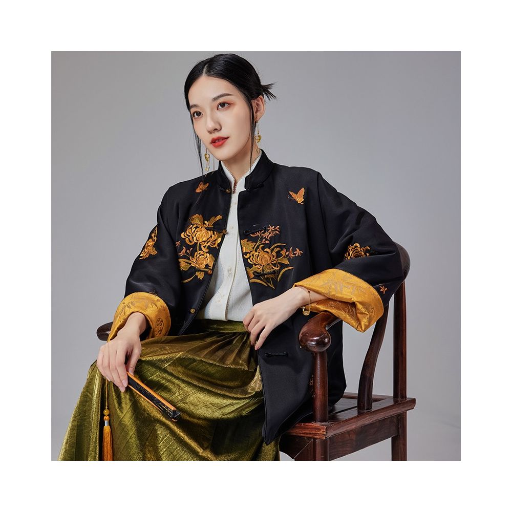 Moyu Original Celebrity Same Style Chinese Style Original Improved Heavy Industry Embroidery Tea Robe New Chinese Tang Costume Coat image 1
