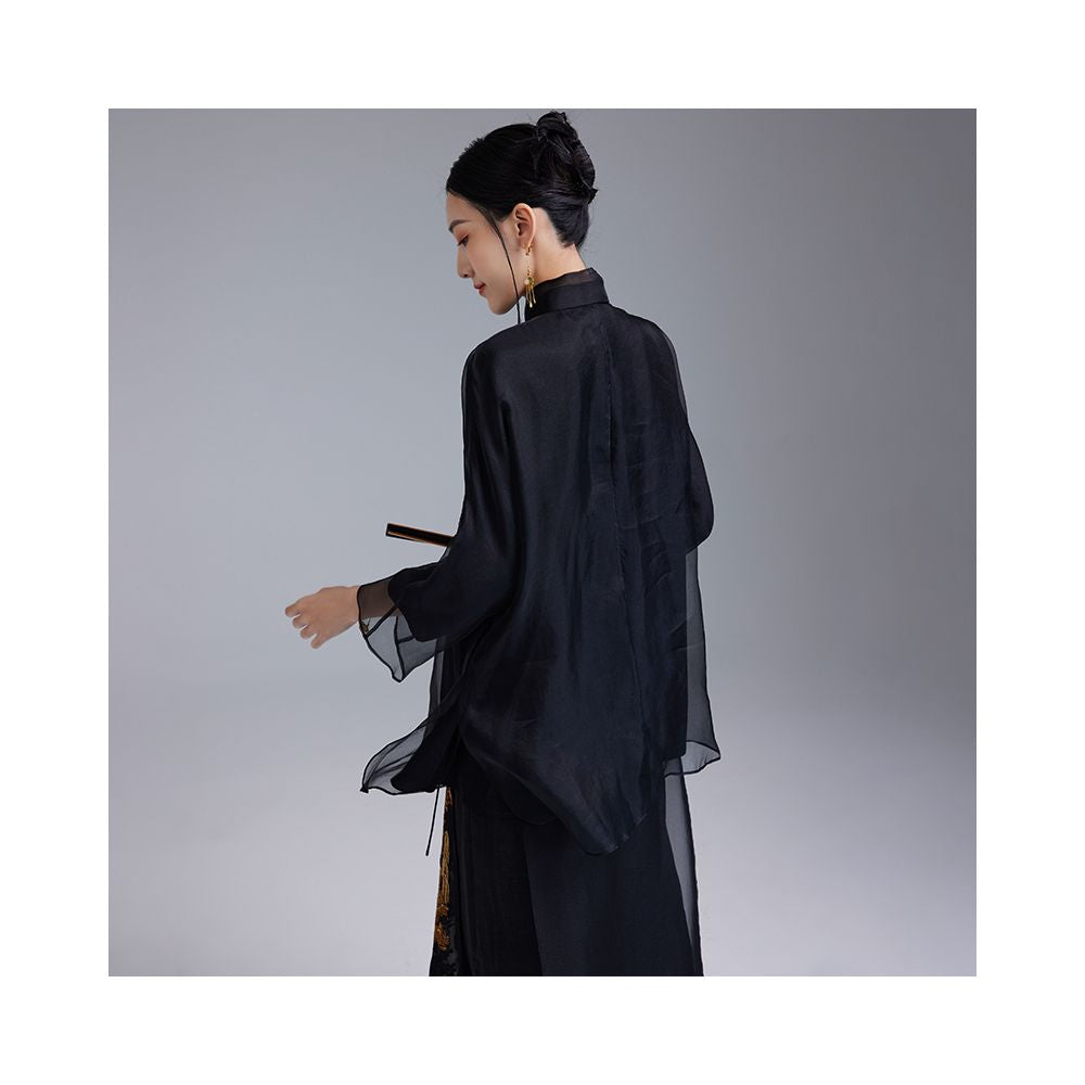 2024 Spring Summer New Silk Tang Costume Improved Large Chinese Style Top Mulberry Silk Embroidery Moyu Brand image 5